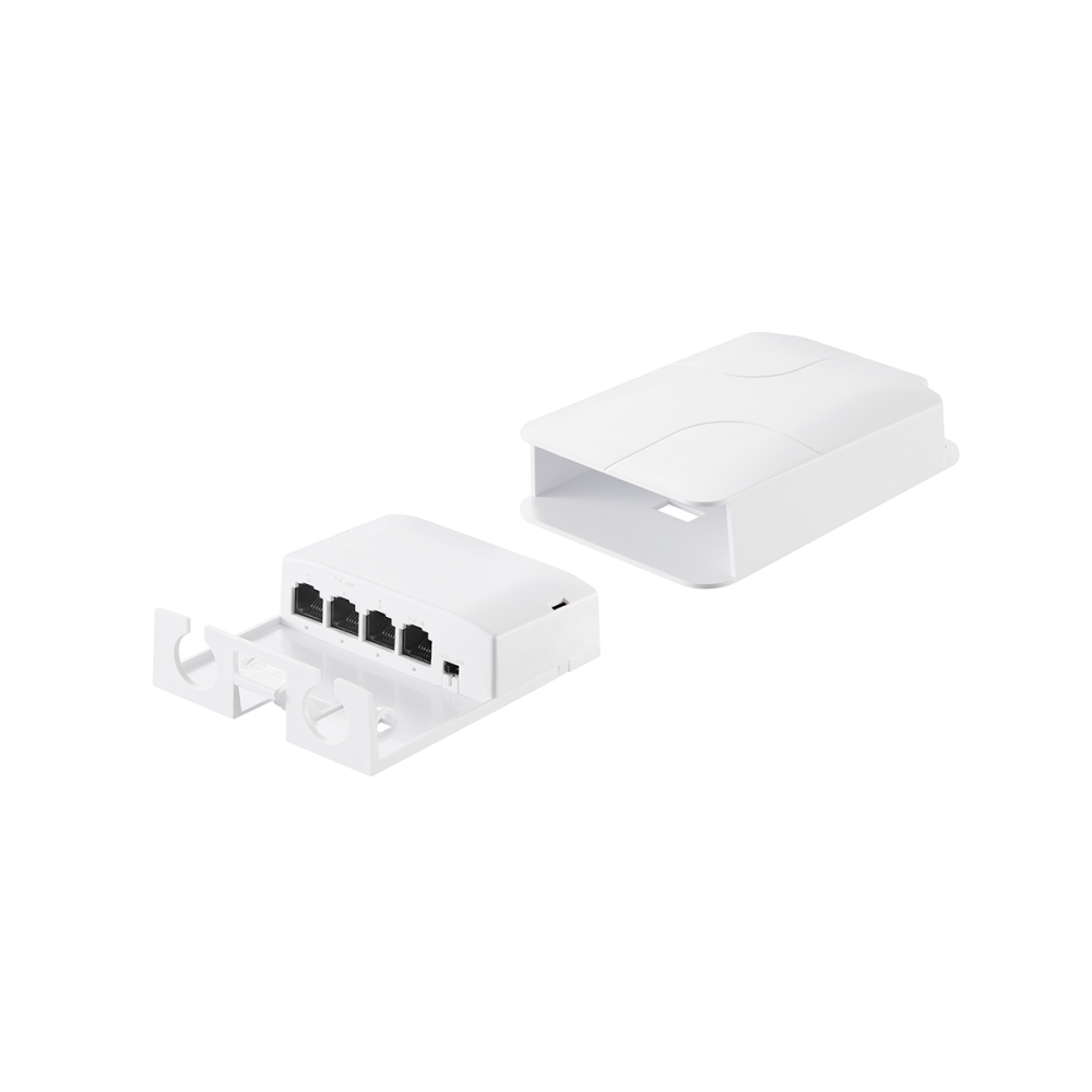 Outdoor PoE Passthrough Switch - 1 In 3 Out Extender, IEEE802.3af/at Powered, 100Mbps Ethernet, Wall Mount Waterproof Plug and Play