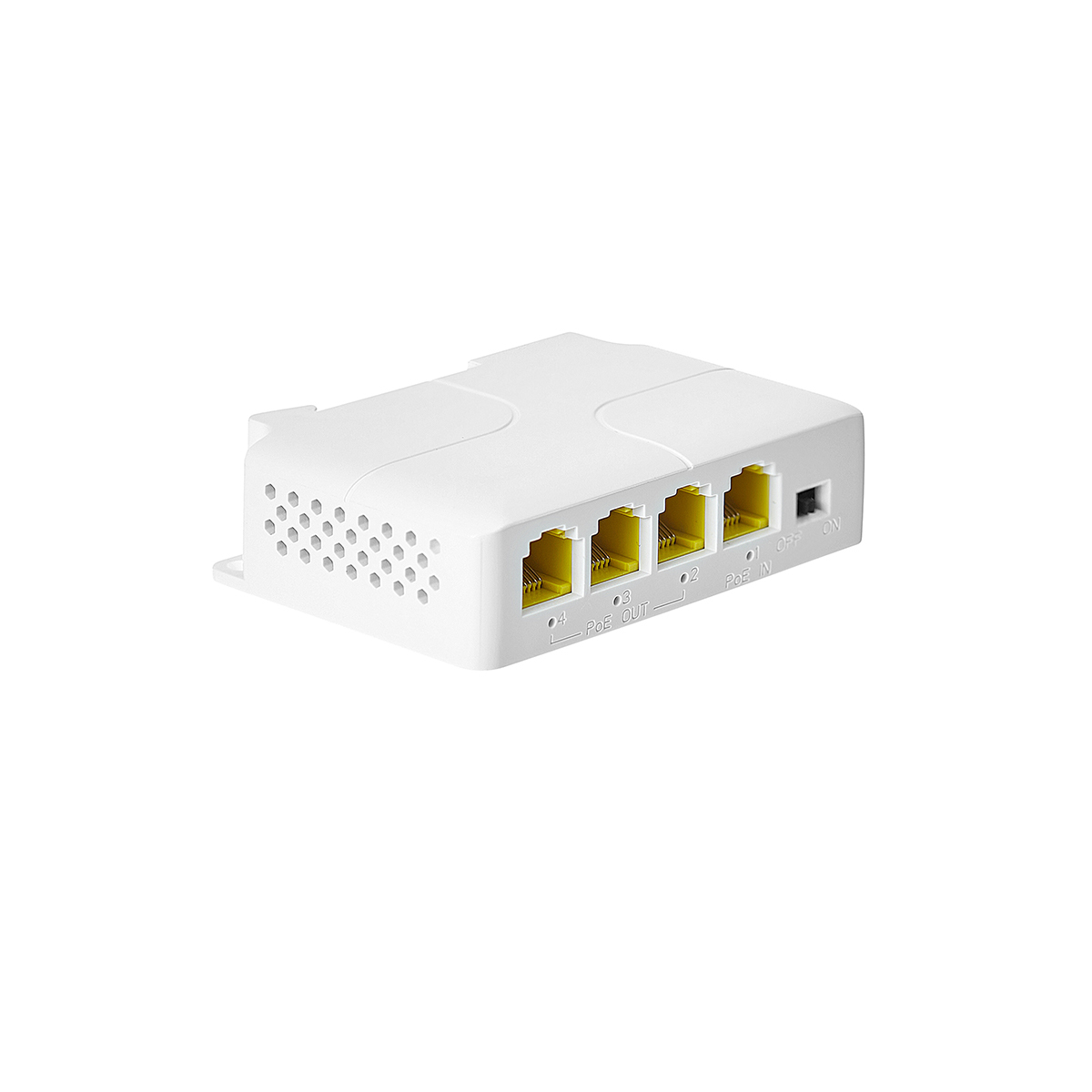 Gigabit PoE Passthrough Switch, 1 PoE in 3 PoE Out Extender, IEEE802.3af/at PoE Powered, 10/100/1000Mbps Ethernet, din-Rail & Wall Mount