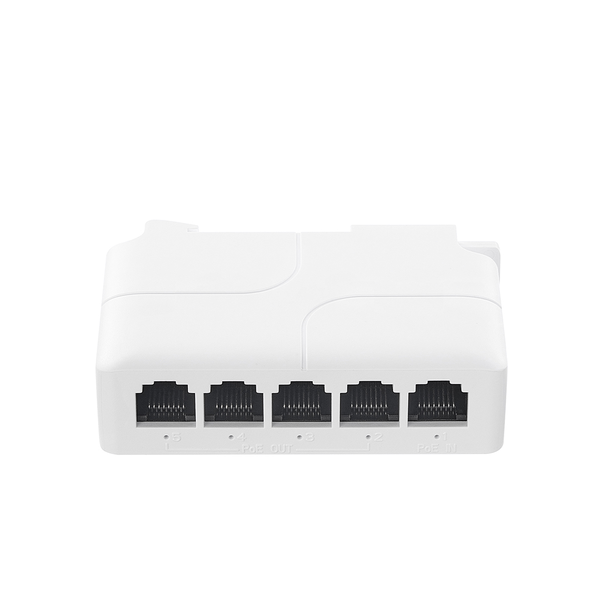 PoE Passthrough Switch, 1 PoE in 4 PoE Out Extender, IEEE802.3af/at/bt PoE Powered 90W, 100Mbps Ethernet, Din Rail & Wall Mount Plug and Play