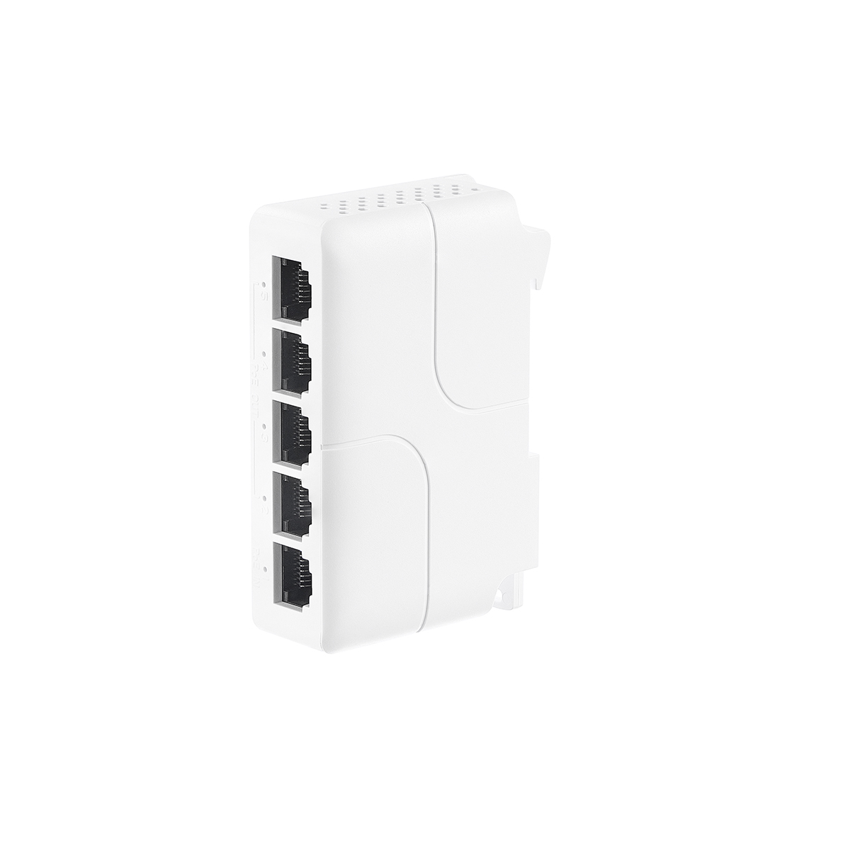 PoE Passthrough Switch, 1 PoE in 4 PoE Out Extender, IEEE802.3af/at/bt PoE Powered 90W, 100Mbps Ethernet, Din Rail & Wall Mount Plug and Play