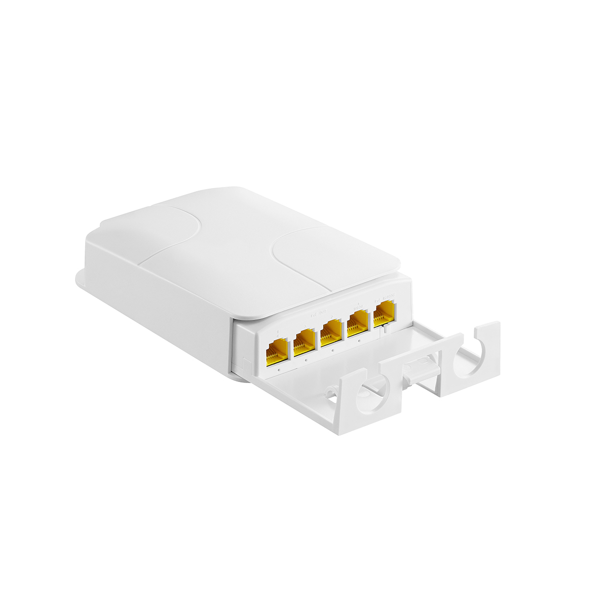 Outdoor Gigabit PoE Passthrough Switch, 1 POE in 4 POE Out Extender, IEEE802.3af/at/bt Powered 90W, 10/100/1000Mbps Ethernet, Wall Mount Waterproof Plug and Play