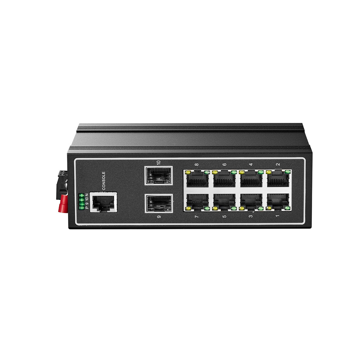 10 Port Gigabit L2+ Managed Industrial DIN-Rail Switch, 8 Gigabit Ethernet Ports, 2 Gigabit SFP, Vlan|Route|Ring|ACL|Qos Web/Console Managed