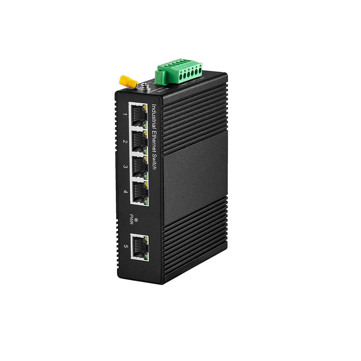 5 Port Gigabit Din Rail Industrial Ethernet Switch, 4 Ports and 1 Uplink 10/100/1000Mbps, Fanless Wall Mount, with One Power Supply