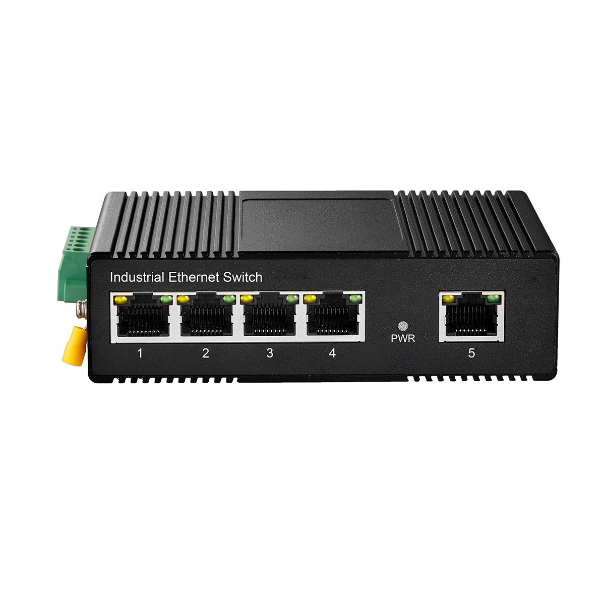 5 Port Gigabit Din Rail Industrial Ethernet Switch, 4 Ports and 1 Uplink 10/100/1000Mbps, Fanless Wall Mount, with One Power Supply
