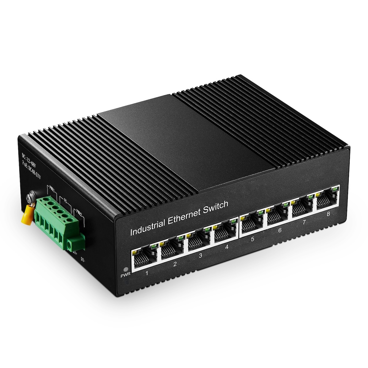 8 Port Gigabit PoE Din Rail Industrial Ethernet Switch, 8 PoE IEEE802.3af/at, 16Gbps Switching Capacity, with One 96W PoE Power Supply