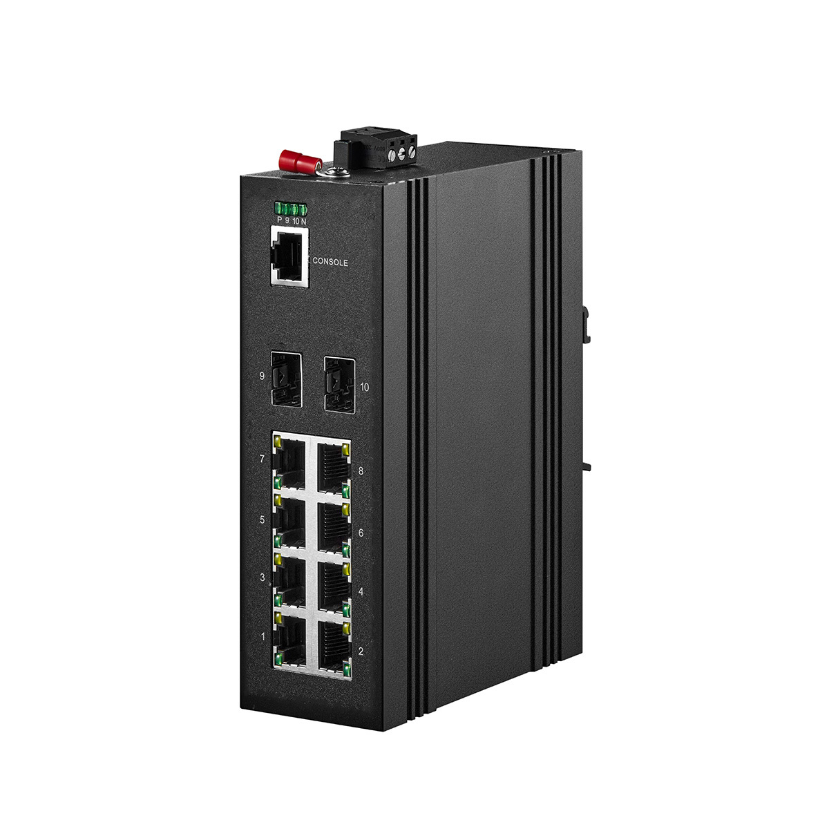 10 Port Gigabit L2+ Managed Industrial DIN-Rail Switch, 8 Gigabit Ethernet Ports, 2 Gigabit SFP, Vlan|Route|Ring|ACL|Qos Web/Console Managed