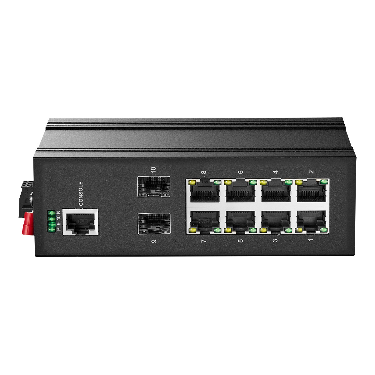 10 Port Gigabit L2+ Managed Industrial DIN-Rail Switch, 8 Gigabit Ethernet Ports, 2 Gigabit SFP, Vlan|Route|Ring|ACL|Qos Web/Console Managed