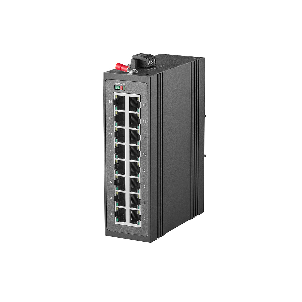 16 Port Gigabit Din Rail Industrial Ethernet Switch, 16 Ports 10/100/1000Mbps, Fanless IP40 Unmanaged Plug and Play