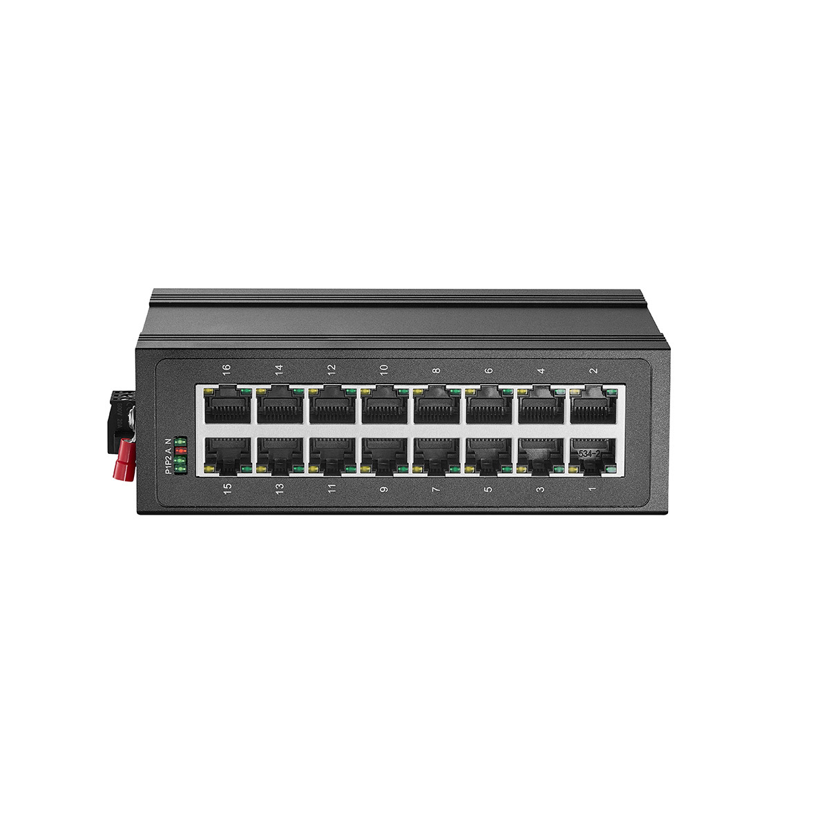 16 Port Gigabit Din Rail Industrial Ethernet Switch, 16 Ports 10/100/1000Mbps, Fanless IP40 Unmanaged Plug and Play