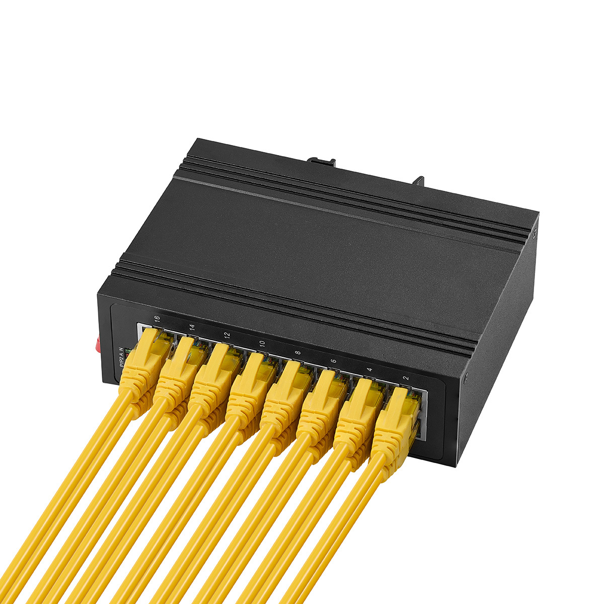 16 Port Gigabit Din Rail Industrial Ethernet Switch, 16 Ports 10/100/1000Mbps, Fanless IP40 Unmanaged Plug and Play