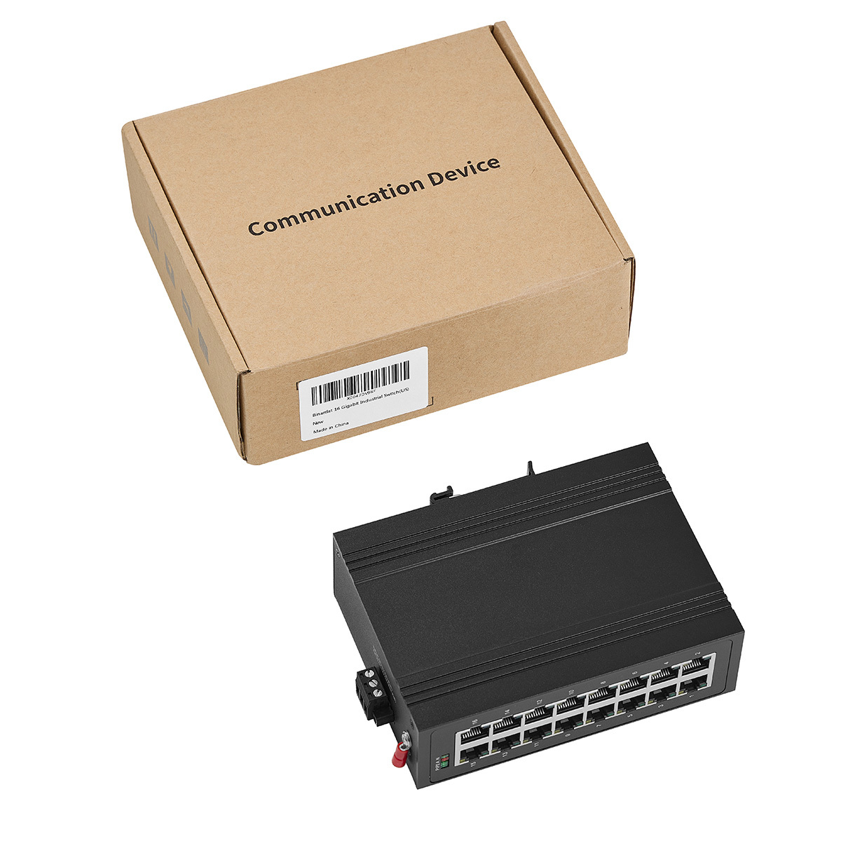 16 Port Gigabit Din Rail Industrial Ethernet Switch, 16 Ports 10/100/1000Mbps, Fanless IP40 Unmanaged Plug and Play