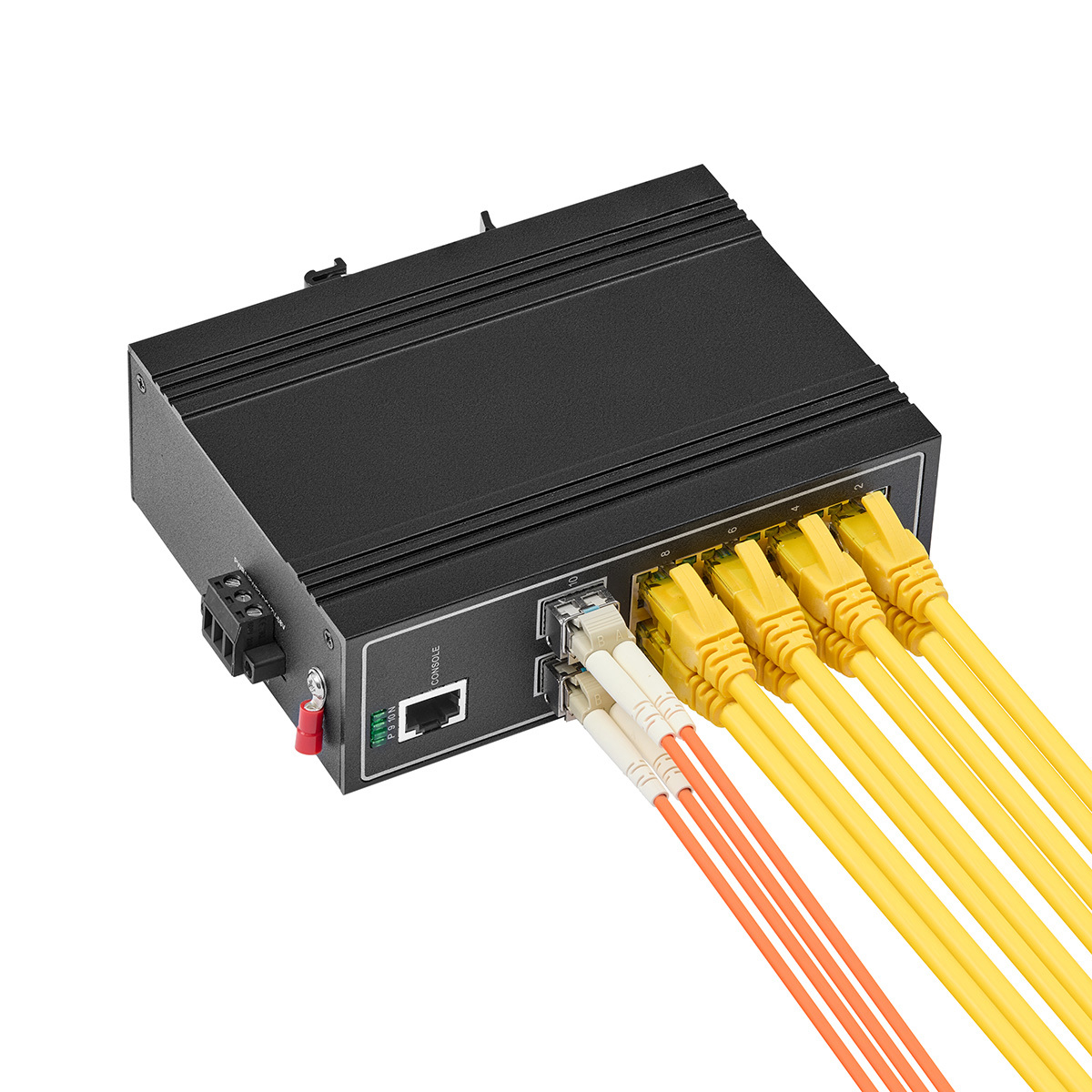 10 Port Gigabit L2+ Managed Industrial DIN-Rail Switch, 8 Gigabit Ethernet Ports, 2 Gigabit SFP, Vlan|Route|Ring|ACL|Qos Web/Console Managed
