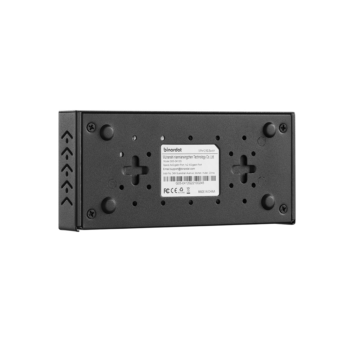 Binardat 5 Port Multi Gigabit Switch, 1 x 2.5 Gigabit and 4 x 1 Gigabit Ethernet RJ-45 Ports, Metal Fanless, Desktop and Wall Mount, Unmanaged Plug & Play