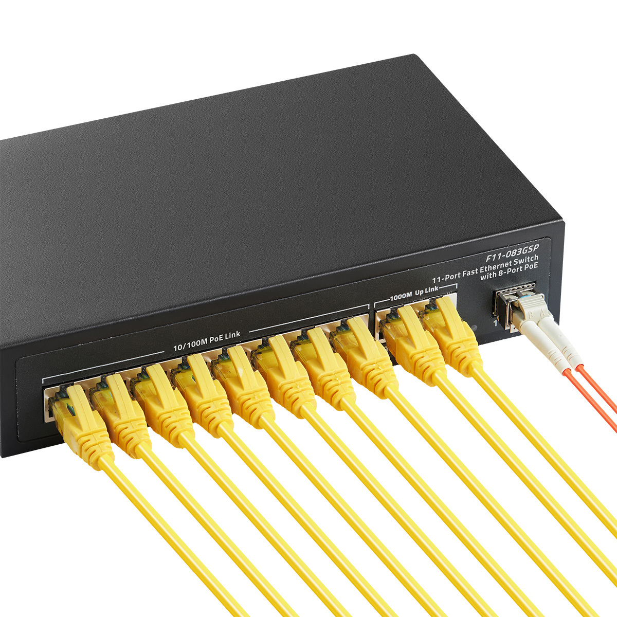 Click to see full view Ask Rufus  11 Port POE Switch, 8 POE+ 10/100Mbps, 2 Gigabit Uplink, 1 Gigabit SFP, IEEE802.3af/at, 135W Power Supply, Metal Case Unmanaged Plug and Play Binardat Switch