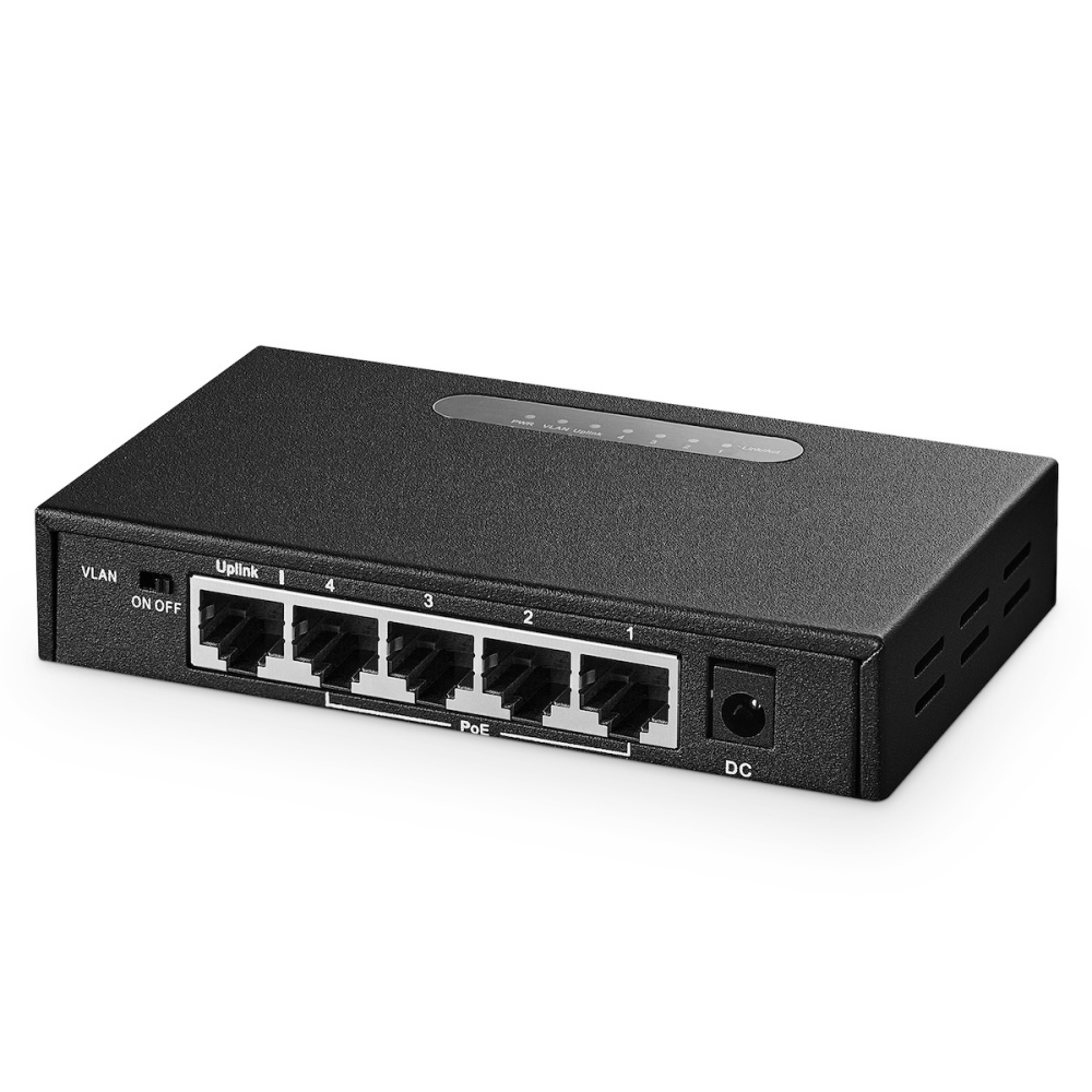 Binardat 5 Port Gigabit POE Switch, 4 Ports 1000Mbps IEEE802.3af/at, 1 Uplink, 65W Power Supply, Mini Metal Case Unmanaged Plug and Play