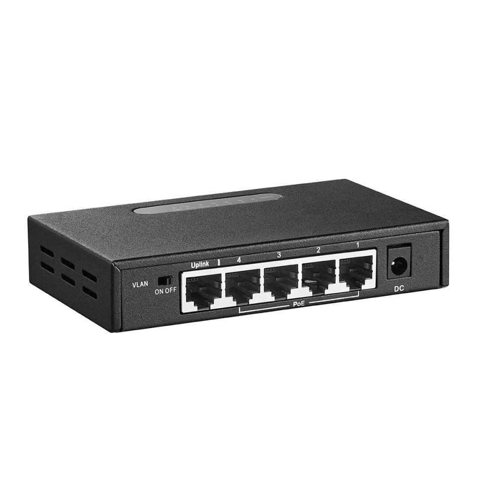 Binardat 5 Port Gigabit POE Switch, 4 Ports 1000Mbps IEEE802.3af/at, 1 Uplink, 65W Power Supply, Mini Metal Case Unmanaged Plug and Play