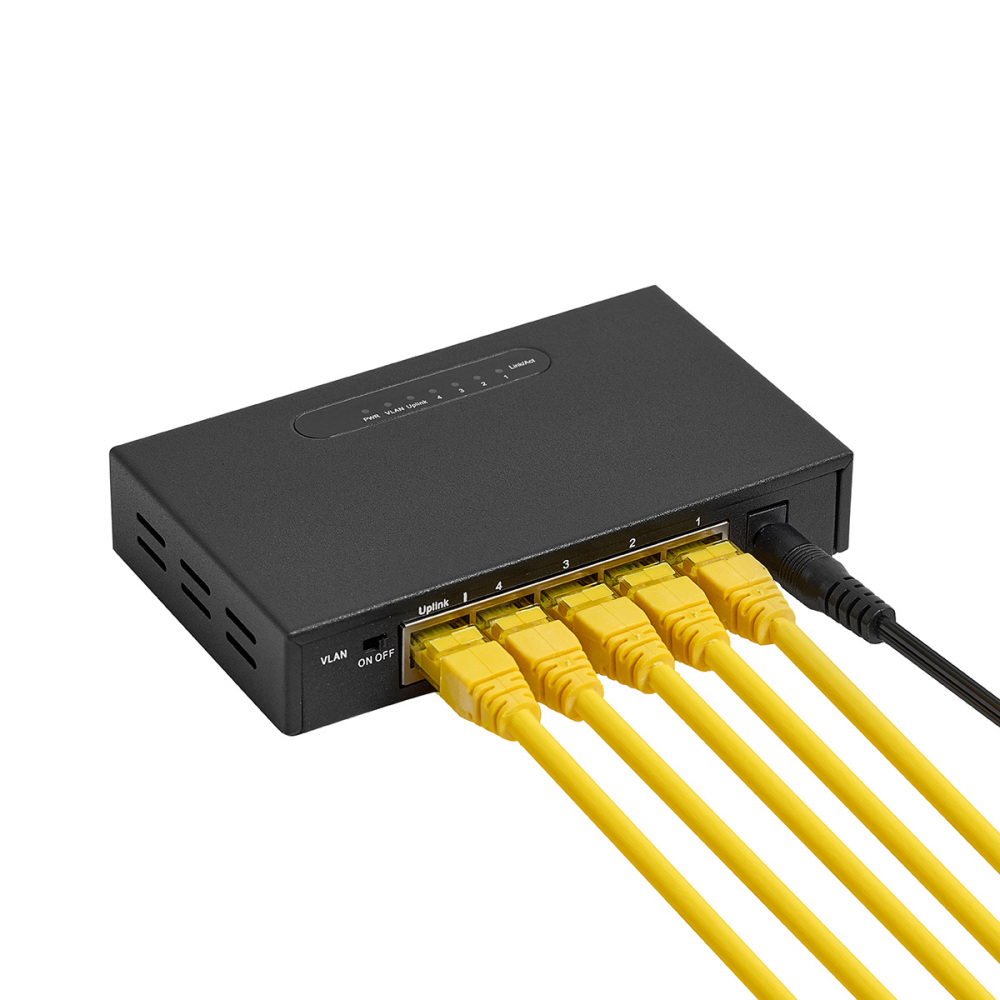 Binardat 5 Port Gigabit POE Switch, 4 Ports 1000Mbps IEEE802.3af/at, 1 Uplink, 65W Power Supply, Mini Metal Case Unmanaged Plug and Play