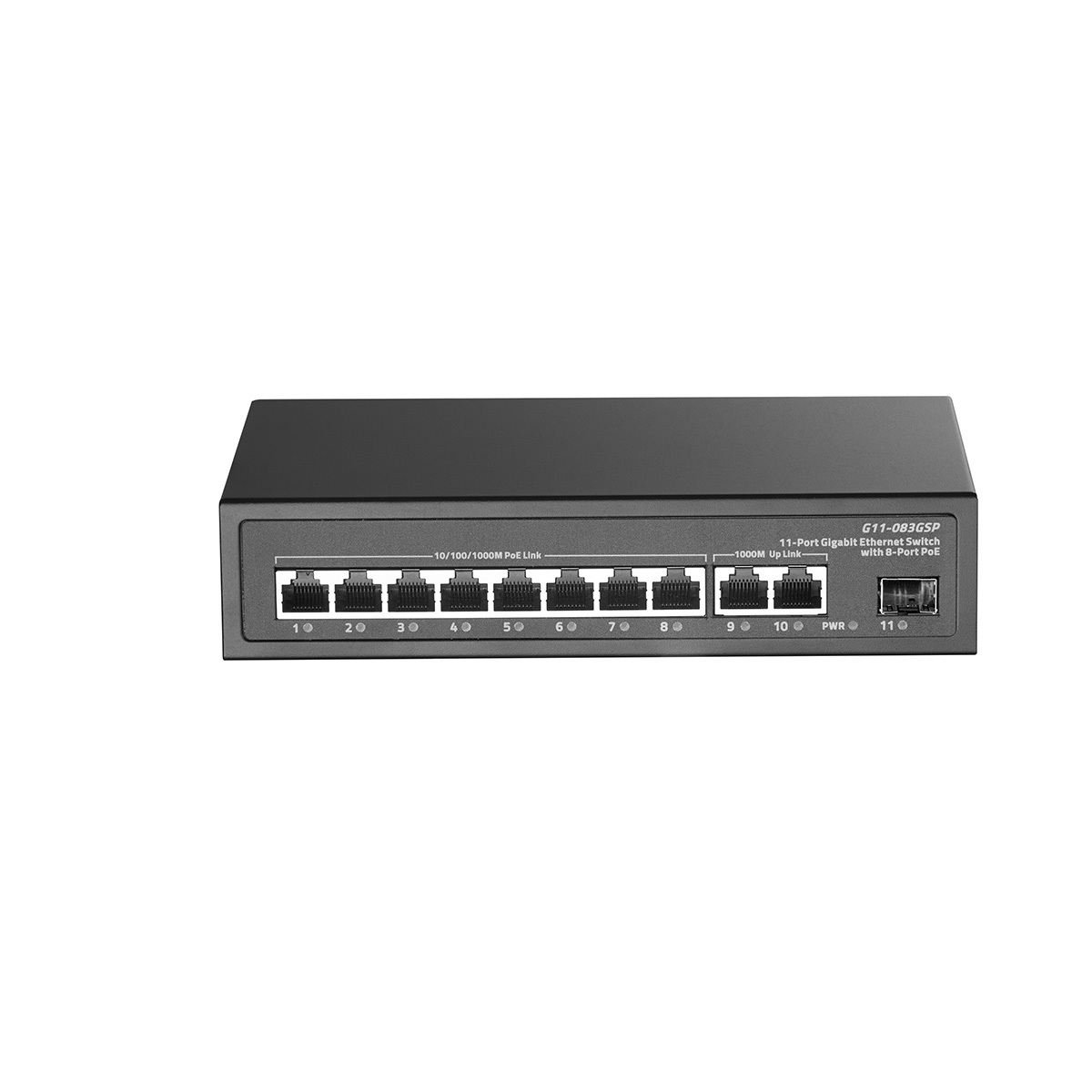 11 Port Gigabit POE Switch, 8 POE+ 1000Mbps, 2 Gigabit Uplink, 1 Gigabit SFP, IEEE802.3af/at, 135W Power Supply, Metal Case Unmanaged Plug and Play Binardat Ethernet Switch