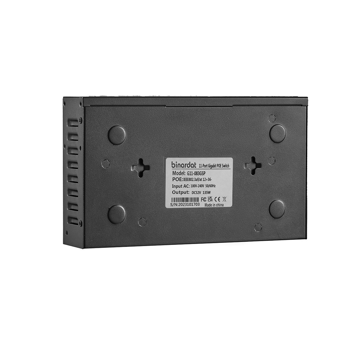 11 Port Gigabit POE Switch, 8 POE+ 1000Mbps, 2 Gigabit Uplink, 1 Gigabit SFP, IEEE802.3af/at, 135W Power Supply, Metal Case Unmanaged Plug and Play Binardat Ethernet Switch