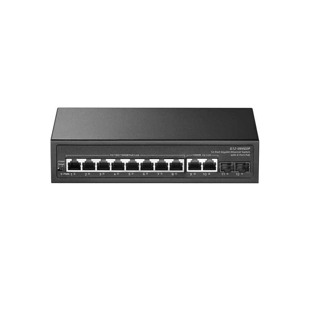 Binardat 12 Port Gigabit POE Switch, 8 POE+ Ports 1000Mbps, 2 Gigabit Uplink, 2 Gigabit SFP, IEEE802.3af/at, 135W Power Supply, Metal Case Unmanaged Plug and Play