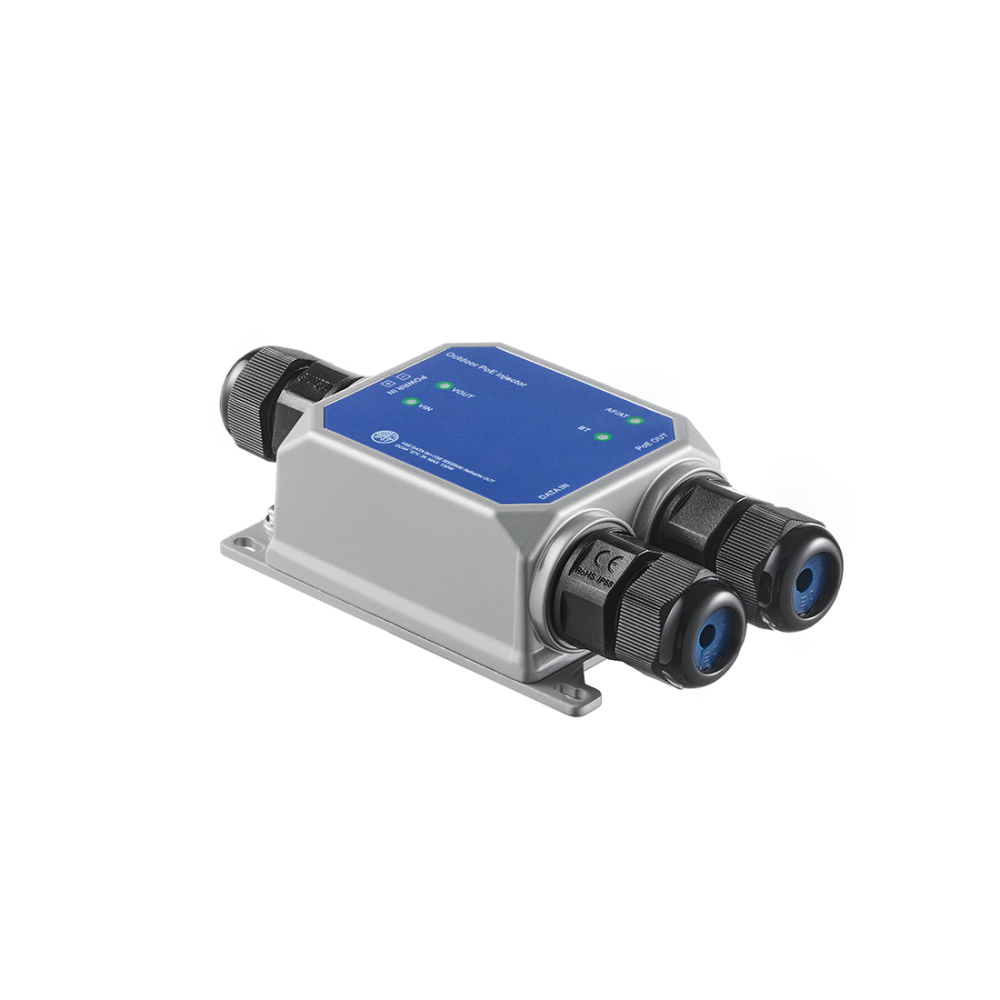 IP67 Outdoor 10 Gigabit PoE Injector - 10/100M/1G/2.5G/10Gbps, DC48-57V Input (Max 120W), IEEE 802.3 af/at/bt PoE Output (Max 90W), Metal Housing, Wall-Mountable