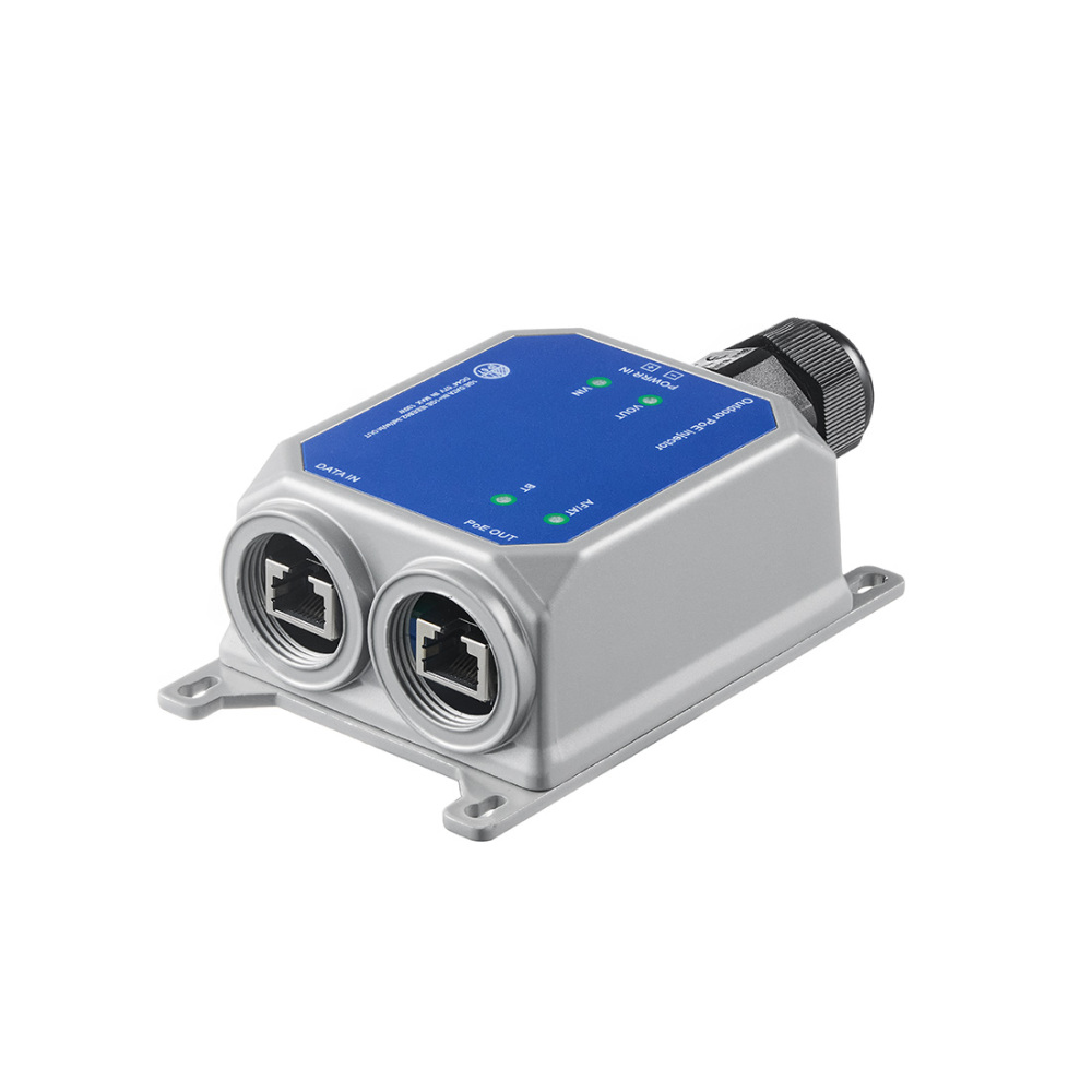IP67 Outdoor 10 Gigabit PoE Injector - 10/100M/1G/2.5G/10Gbps, DC48-57V Input (Max 120W), IEEE 802.3 af/at/bt PoE Output (Max 90W), Metal Housing, Wall-Mountable