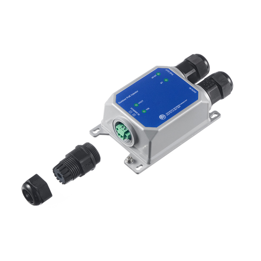 IP67 Outdoor 10 Gigabit PoE Injector - 10/100M/1G/2.5G/10Gbps, DC48-57V Input (Max 120W), IEEE 802.3 af/at/bt PoE Output (Max 90W), Metal Housing, Wall-Mountable