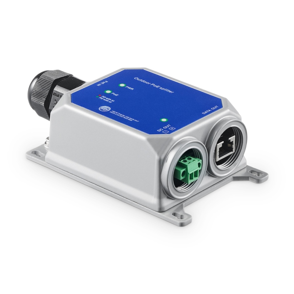 2.5G Gigabit IP67 Outdoor PoE Splitter - 10/100/1000/2500Mbps Speed, IEEE 802.3 af/at/bt Compatibility, DC12V 5A Output (Max 65W), Waterproof Metal Housing & Wall-Mountable