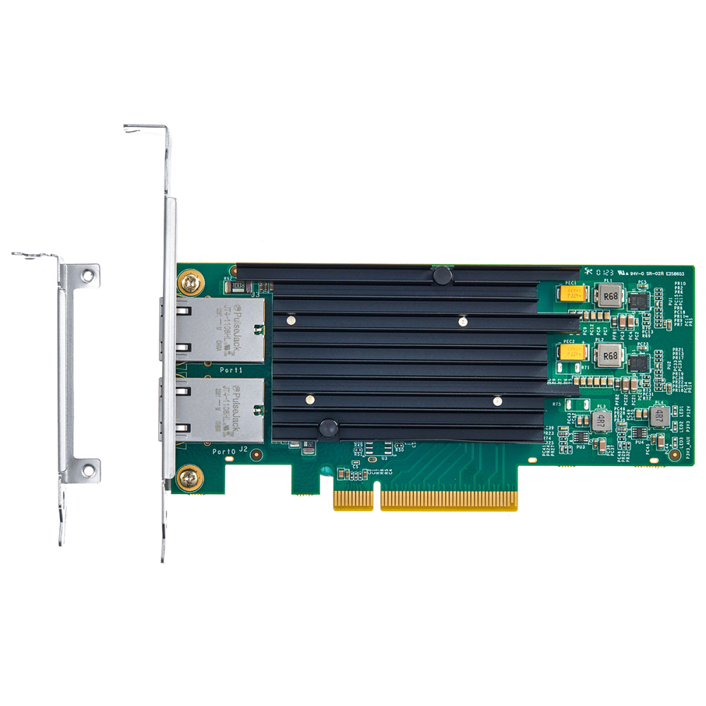 2-Port 10Gbps PCIe Ethernet Adapter - Intel X540 Chipset, RJ45 NIC (10/1/0.1Gbps) for Windows/Linux & VMware