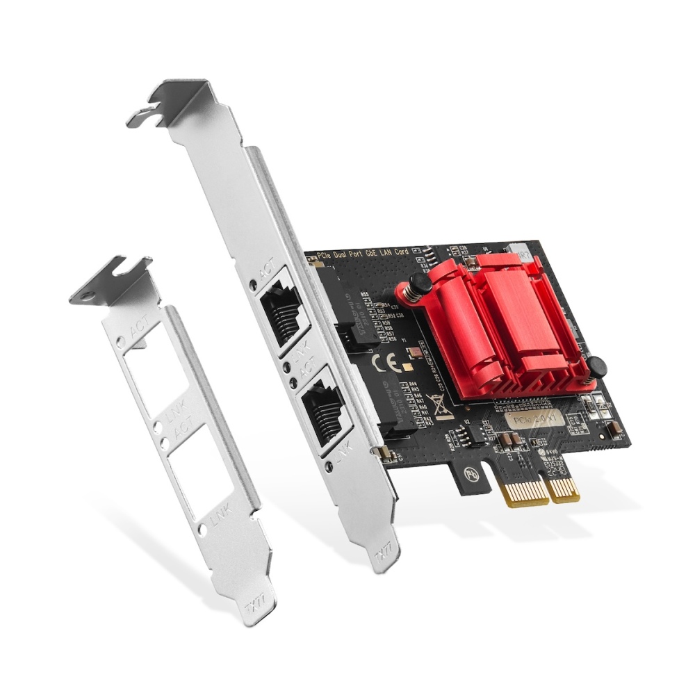 2 Port Gigabit PCIe Network Adapter, Intel 82575/82576 Controller 1000/100Mbps Ethernet LAN Card for Windows/Linux