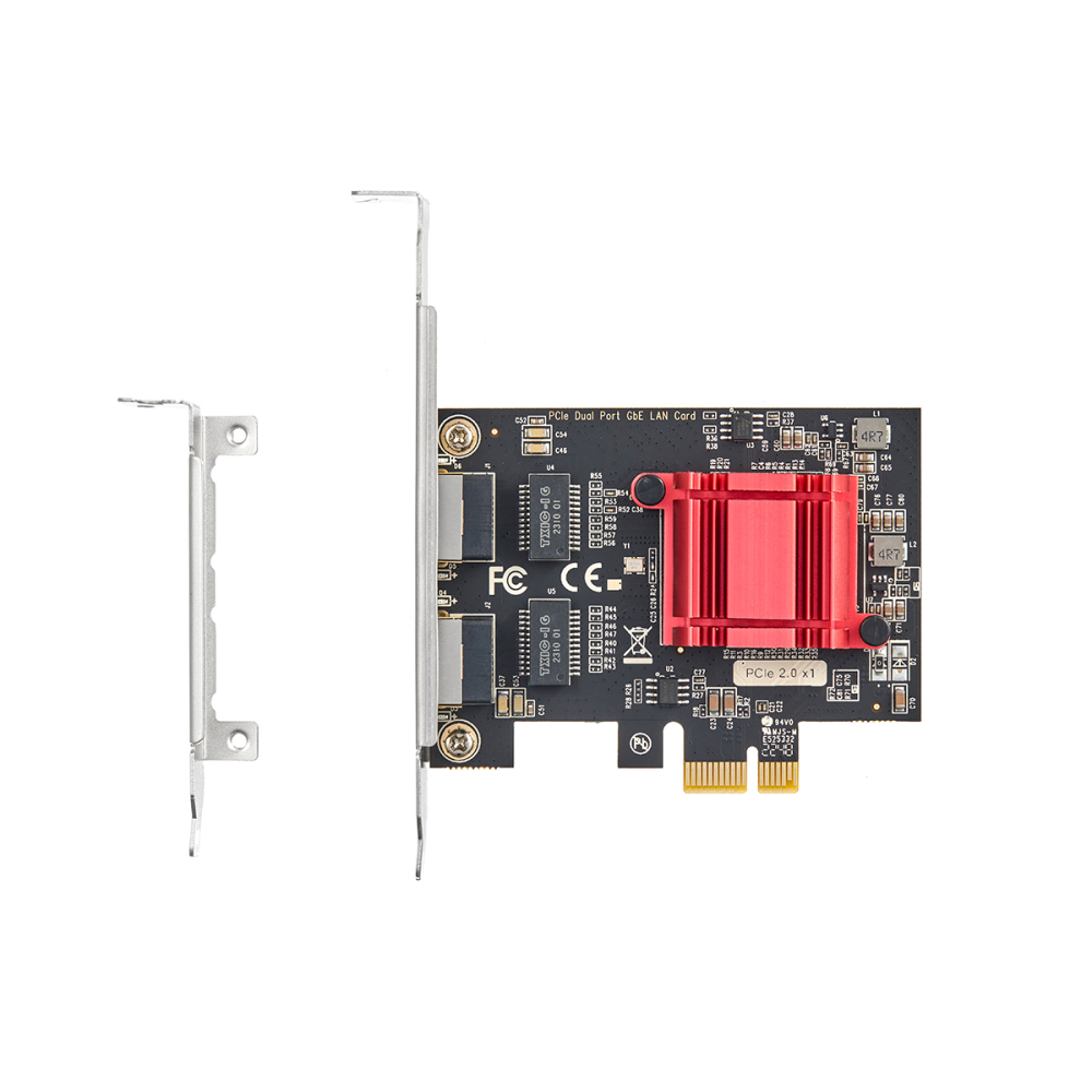 2 Port Gigabit PCIe Network Adapter, Intel 82575/82576 Controller 1000/100Mbps Ethernet LAN Card for Windows/Linux