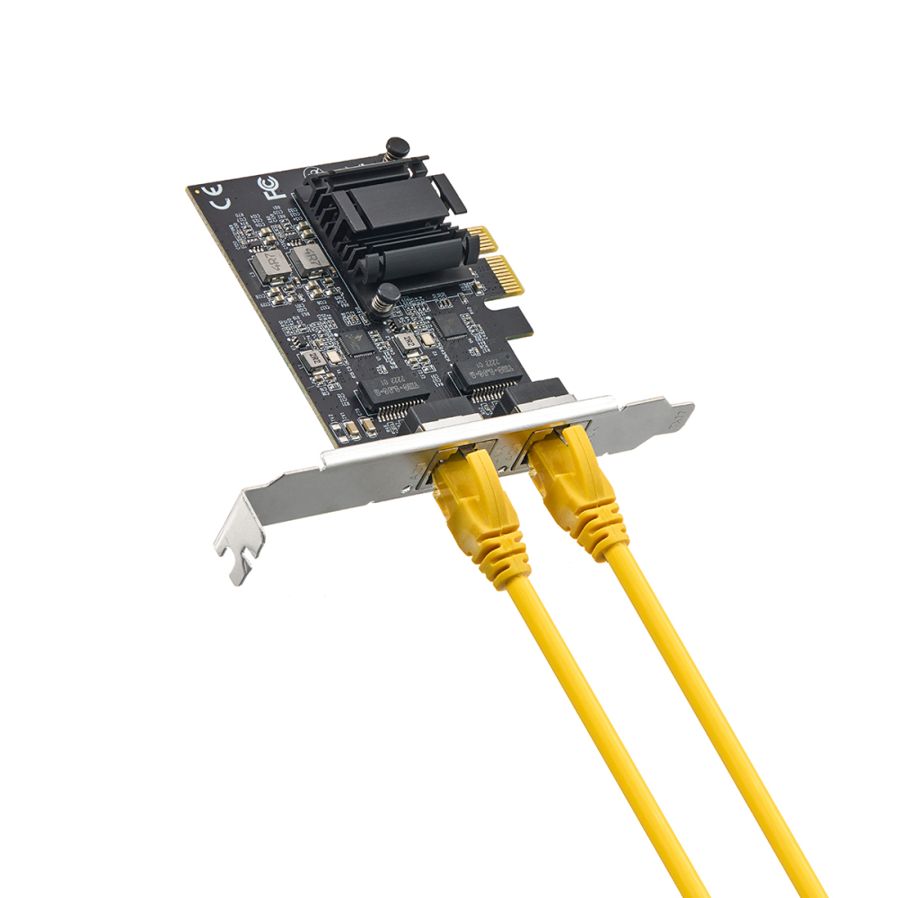2 Ports 2.5G PCIe Network Adapter, RTL8125B LAN Controller 2500/1000/100Mbps Ethernet RJ45 NIC Card Support PXE for Windows/Linux