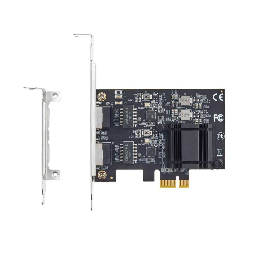 2 Ports 2.5G PCIe Network Adapter, RTL8125B LAN Controller 2500/1000/100Mbps Ethernet RJ45 NIC Card Support PXE for Windows/Linux