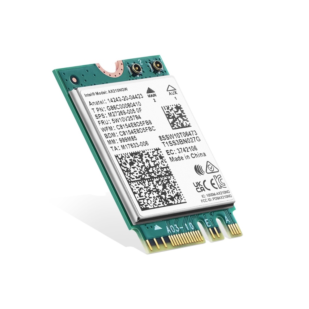 WiFi 6E Card M.2 AX210NGW Network Adapter, Intel AX210 Chip Bluetooth 5.3, 5400Mbps Tri-Band 2.4GHz/5GHz/6GHz OFDMA & MU-MIMO, for Laptop Windows 10/11
