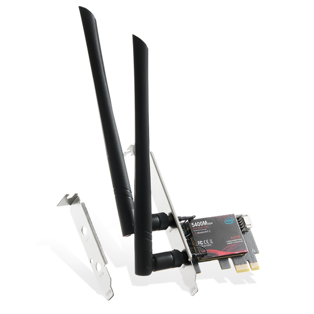 WiFi 6E Card AX5400 PCIe WiFi Network Adapter, Intel AX210 Chip Bluetooth 5.3, Tri-Band 2.4GHz/5GHz/6GHz OFDMA & MU-MIMO, for Windows 10/11