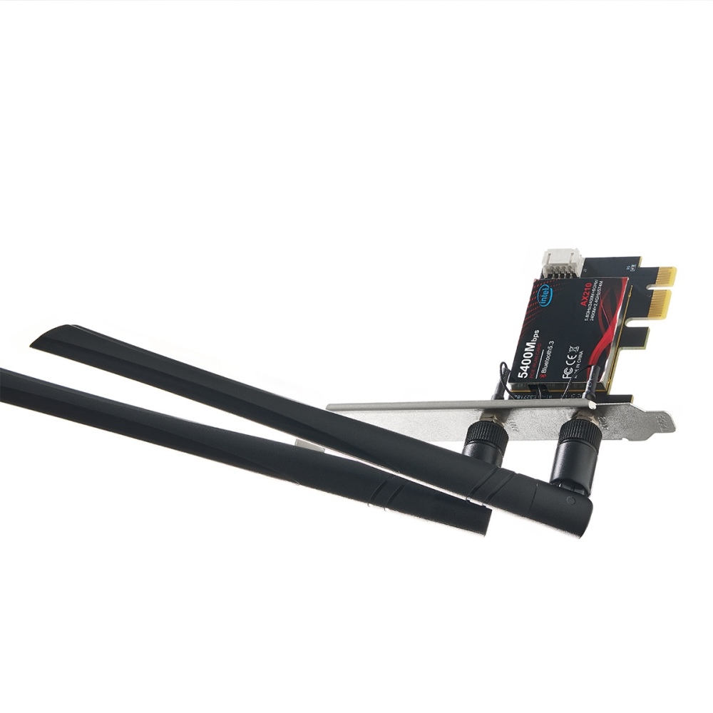 WiFi 6E Card AX5400 PCIe WiFi Network Adapter, Intel AX210 Chip Bluetooth 5.3, Tri-Band 2.4GHz/5GHz/6GHz OFDMA & MU-MIMO, for Windows 10/11