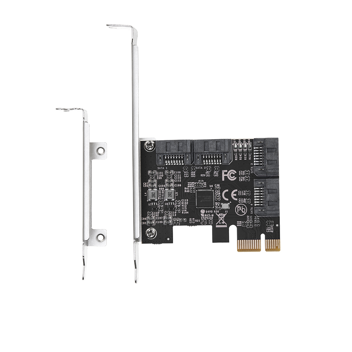 PCIE X1 to SATA Card 4 Port, 6Gbps SATA 3.0 Controller, Includes 4 SATA Cables and Low Profile Bracket, for Windows 10/11