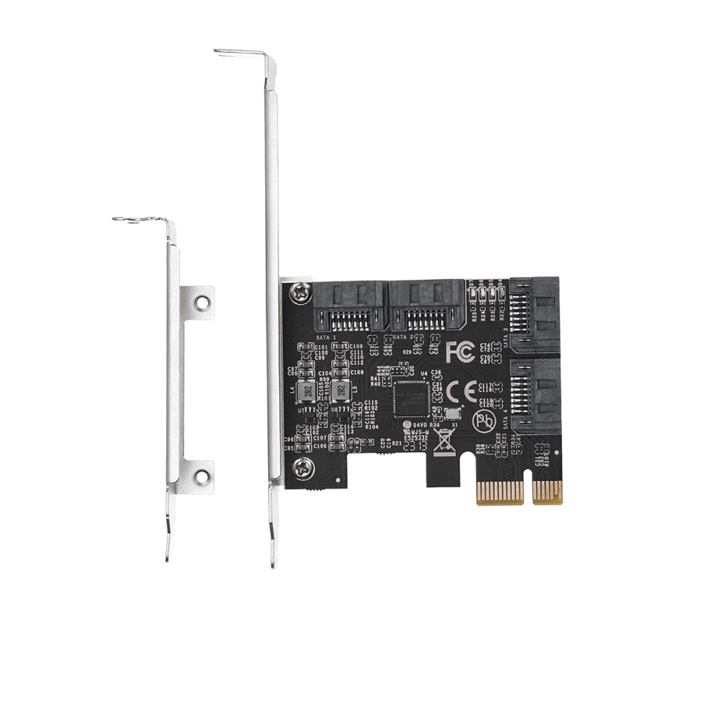 PCIE X1 to SATA Card 4 Port, 6Gbps SATA 3.0 Controller, Includes 4 SATA Cables and Low Profile Bracket, for Windows 10/11