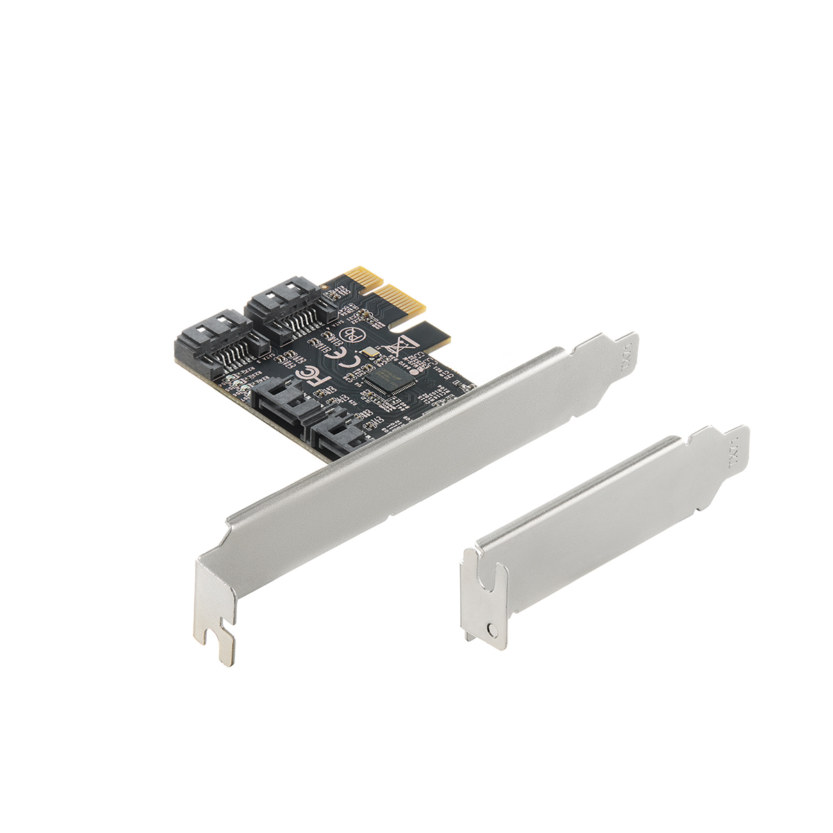 PCIE X1 to SATA Card 4 Port, 6Gbps SATA 3.0 Controller, Includes 4 SATA Cables and Low Profile Bracket, for Windows 10/11