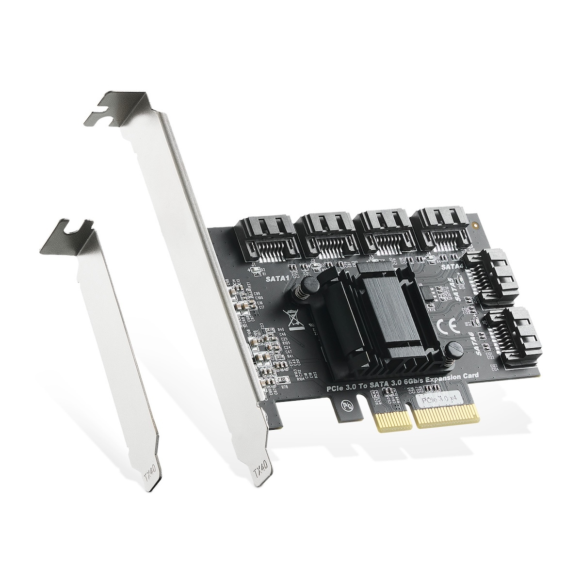 PCIE X4 to SATA Card 6 Port, 6Gbps SATA 3.0 Controller, Includes 6 SATA Cables and Low Profile Bracket, for Windows 10/11