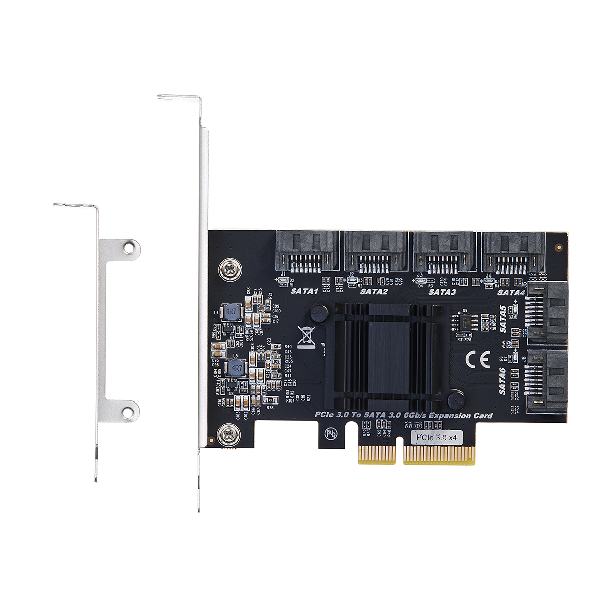 PCIE X4 to SATA Card 6 Port, 6Gbps SATA 3.0 Controller, Includes 6 SATA Cables and Low Profile Bracket, for Windows 10/11