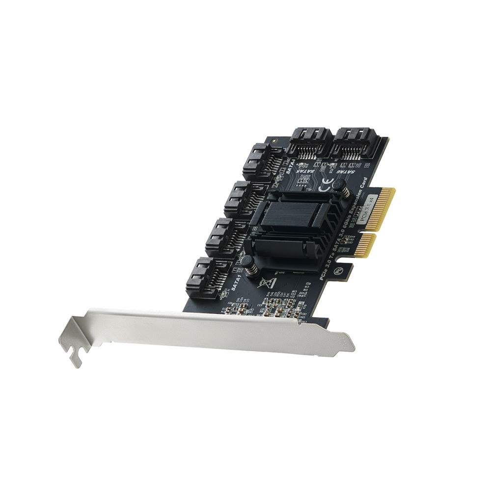 PCIE X4 to SATA Card 6 Port, 6Gbps SATA 3.0 Controller, Includes 6 SATA Cables and Low Profile Bracket, for Windows 10/11