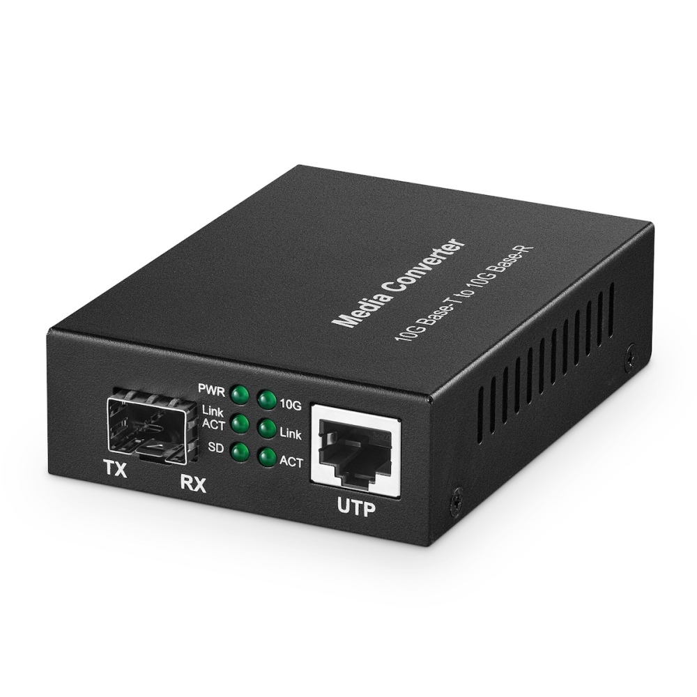 10 Gigabit SFP to 10G RJ45 Converter, 10G/5G/2.5G/1G/100M Copper, 10GBASE-X SFP+ Slot, Unmanaged Metal Fiber to Ethernet Media Converter(Marvell Chipset)