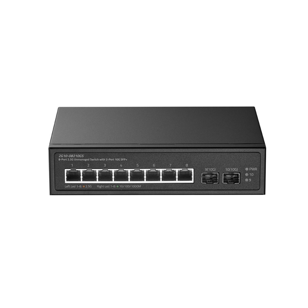10 Port 2.5G Switch, 2x10G SFP+ Port, 8x2.5G Base-T Ports Compatible with 100/1000Mbps, Metal Unmanaged Fanless Binardat Ethernet Switch, for Gaming, NAS, Small Business, Plug & Play