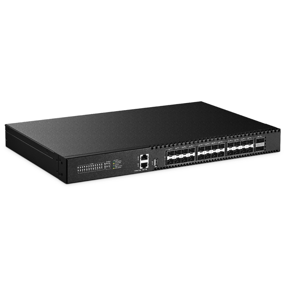 100G QSFP28 Uplink L3 Managed Switch | 24-Port 10G SFP+ Optical Network Switch