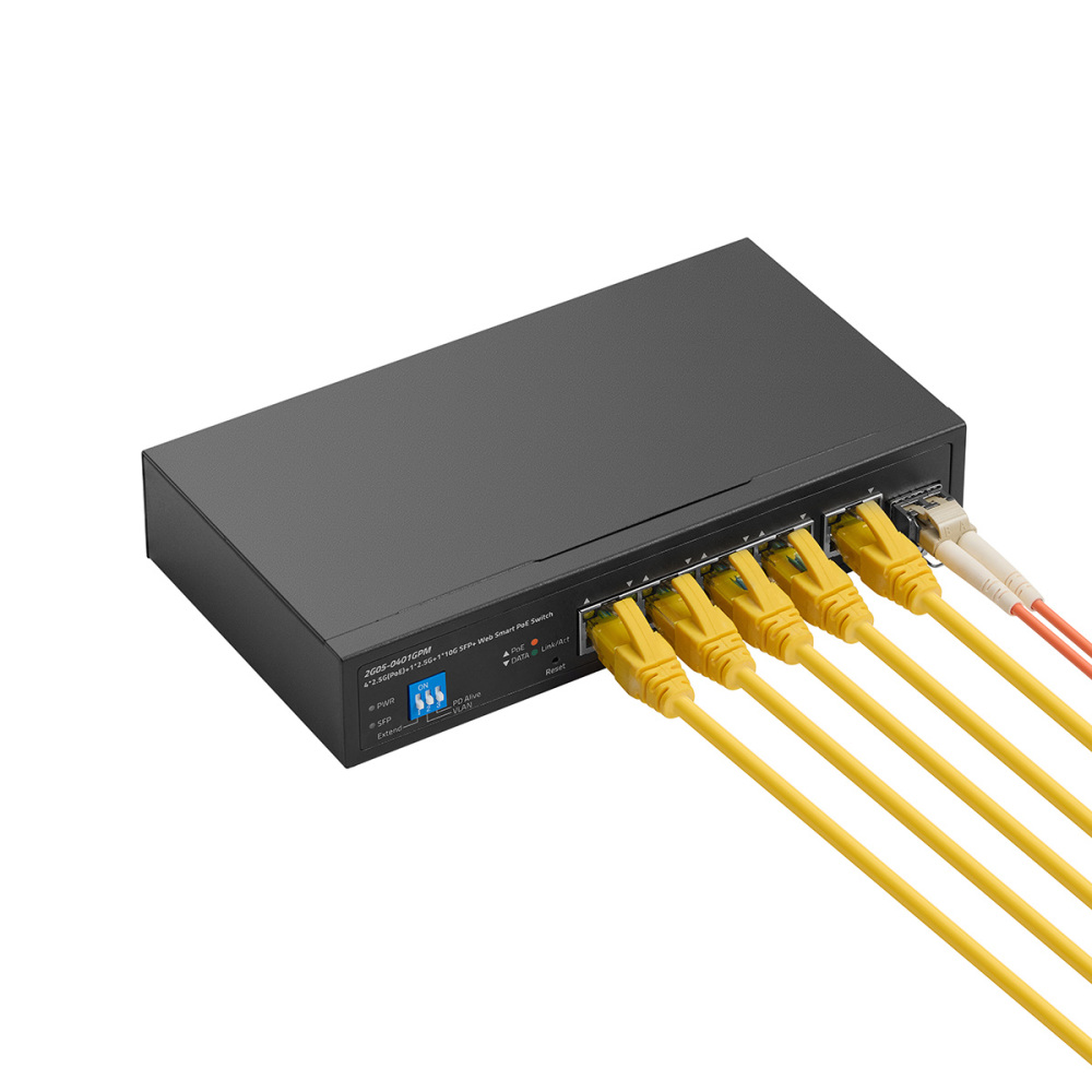 6 Port 2.5G PoE Managed Switch, 10G SFP+ Slot, IEEE802.3af/at 100W, Support Trunk/LACP/VLAN/QOS/Extender/Watchdog, Metal Multi-Gigabit Desktop/Wallmount Network Switch