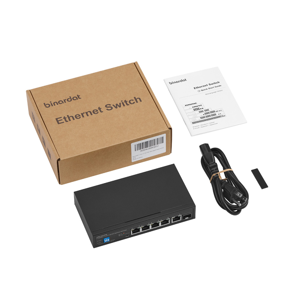 6 Port 2.5G PoE Managed Switch, 10G SFP+ Slot, IEEE802.3af/at 100W, Support Trunk/LACP/VLAN/QOS/Extender/Watchdog, Metal Multi-Gigabit Desktop/Wallmount Network Switch