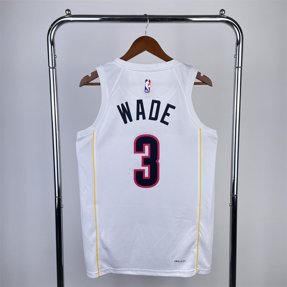 NBA Miami Hearts Round Neck City Edition White Jersey WADE#3 S-XXL