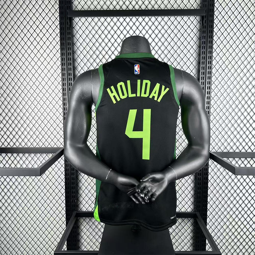 NBA Boston Celtics 24/25 City Edition Round Neck Black Jersey HOLIDAY#4 S-XXL