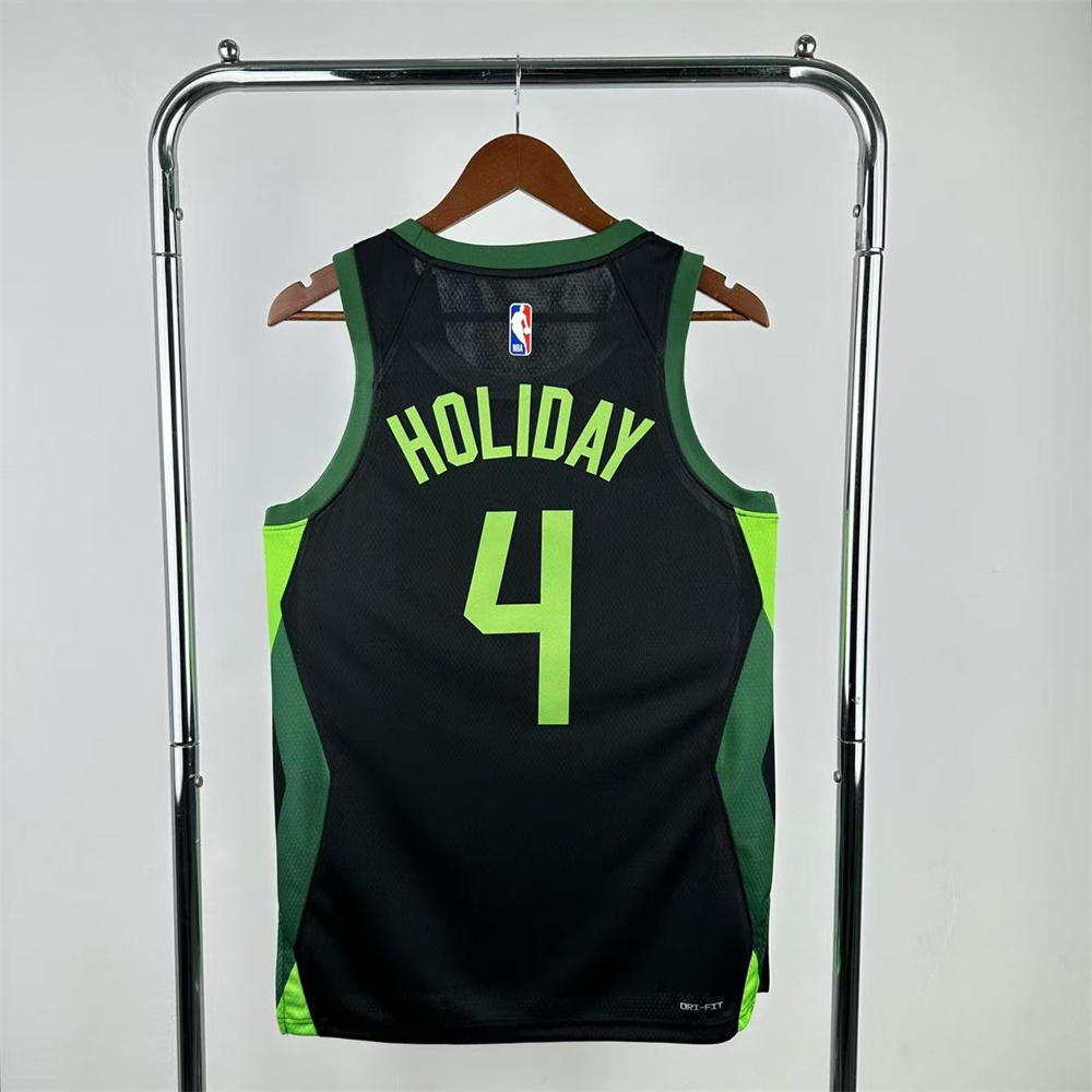 NBA Boston Celtics 24/25 City Edition Round Neck Black Jersey HOLIDAY#4 S-XXL